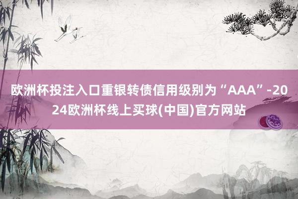 欧洲杯投注入口重银转债信用级别为“AAA”-2024欧洲杯线上买球(中国)官方网站