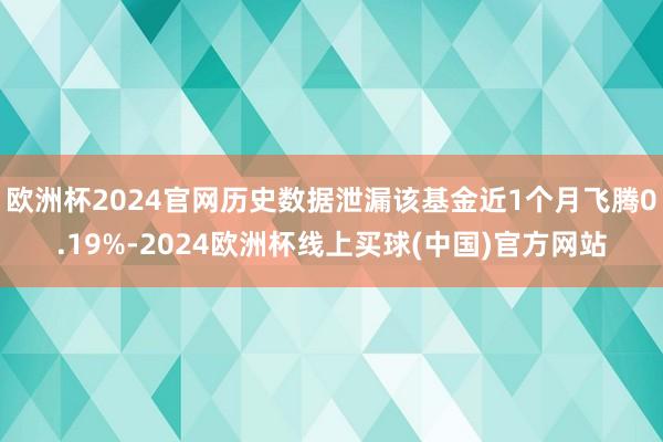 欧洲杯2024官网历史数据泄漏该基金近1个月飞腾0.19%-2024欧洲杯线上买球(中国)官方网站