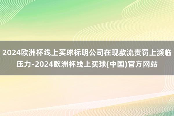 2024欧洲杯线上买球标明公司在现款流责罚上濒临压力-2024欧洲杯线上买球(中国)官方网站