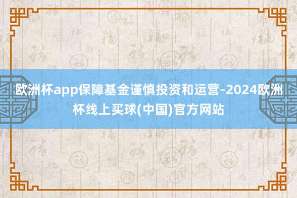 欧洲杯app保障基金谨慎投资和运营-2024欧洲杯线上买球(中国)官方网站