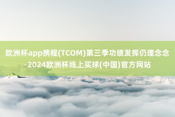 欧洲杯app携程(TCOM)第三季功绩发挥仍理念念-2024欧洲杯线上买球(中国)官方网站