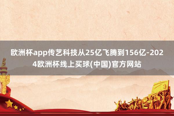 欧洲杯app传艺科技从25亿飞腾到156亿-2024欧洲杯线上买球(中国)官方网站