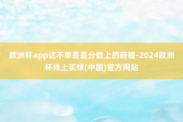 欧洲杯app这不单是是分数上的莳植-2024欧洲杯线上买球(中国)官方网站