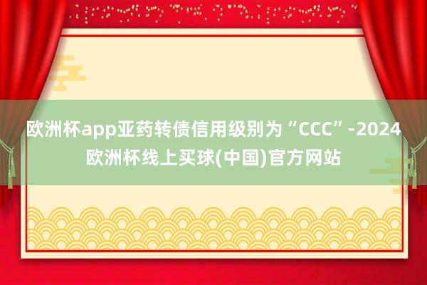 欧洲杯app亚药转债信用级别为“CCC”-2024欧洲杯线上买球(中国)官方网站