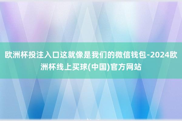 欧洲杯投注入口这就像是我们的微信钱包-2024欧洲杯线上买球(中国)官方网站