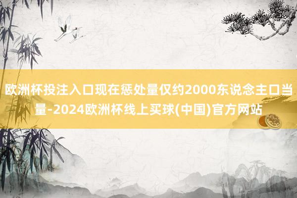 欧洲杯投注入口现在惩处量仅约2000东说念主口当量-2024欧洲杯线上买球(中国)官方网站